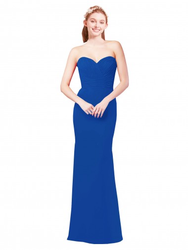 Sweetheart Long Chiffon Royal Blue Sleeveless Bridesmaid Dress / Evening Gowns Victoria