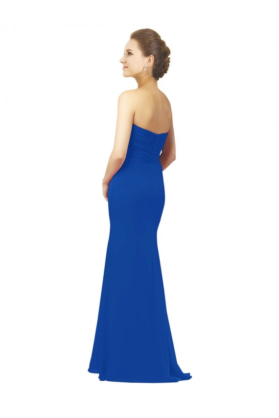Sweetheart Long Chiffon Royal Blue Sleeveless Bridesmaid Dress / Evening Gowns Victoria