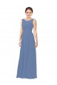Sweetheart Long Soft Chiffon Windsor Blue Sheath Sleeveless Bridesmaid Dress Victoria