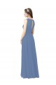 Sweetheart Long Soft Chiffon Windsor Blue Sheath Sleeveless Bridesmaid Dress Victoria