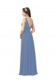 V-Neck Long Soft Chiffon Windsor Blue Sleeveless Bridal Party Dress Victoria