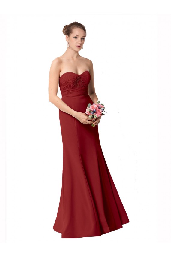 Sweetheart Long Soft Chiffon Burgundy Sleeveless Bridesmaid Dress Victoria