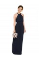 High Neck Long Chiffon Dark Navy Sleeveless Bridesmaid Dress Victoria