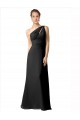 One Shoulder Long Soft Chiffon Black Sleeveless Bridesmaid Dress Victoria