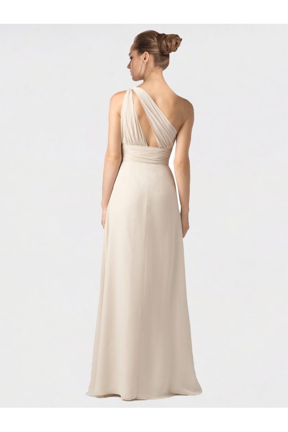 One Shoulder Long Soft Chiffon Black Sleeveless Bridesmaid Dress Victoria