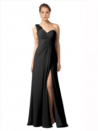 Sweetheart Long Soft Chiffon Black Sleeveless Bridesmaid Dress / Formal Dress Victoria