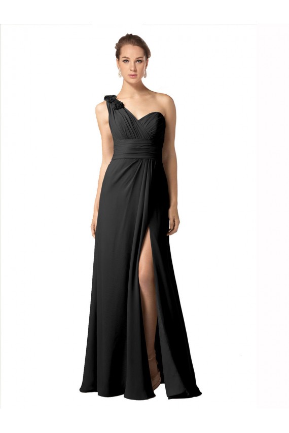 Sweetheart Long Soft Chiffon Black Sleeveless Bridesmaid Dress / Formal Dress Victoria