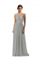 One Shoulder Long Soft Chiffon Silver Sleeveless Bridesmaid Dress Victoria