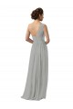 One Shoulder Long Soft Chiffon Silver Sleeveless Bridesmaid Dress Victoria