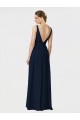 V-Neck Long Chiffon Dark Navy Sleeveless Bridesmaid Dresses / Formal Dresses Victoria