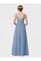 Sweetheart Long Soft Chiffon Dusty Blue Sleeveless Bridesmaid Gown Victoria