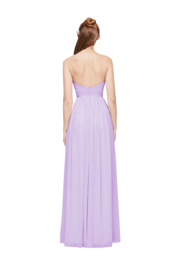 Strapless Long Soft Chiffon Lilac Sleeveless Evening Dress / Bridesmaid Dress Victoria
