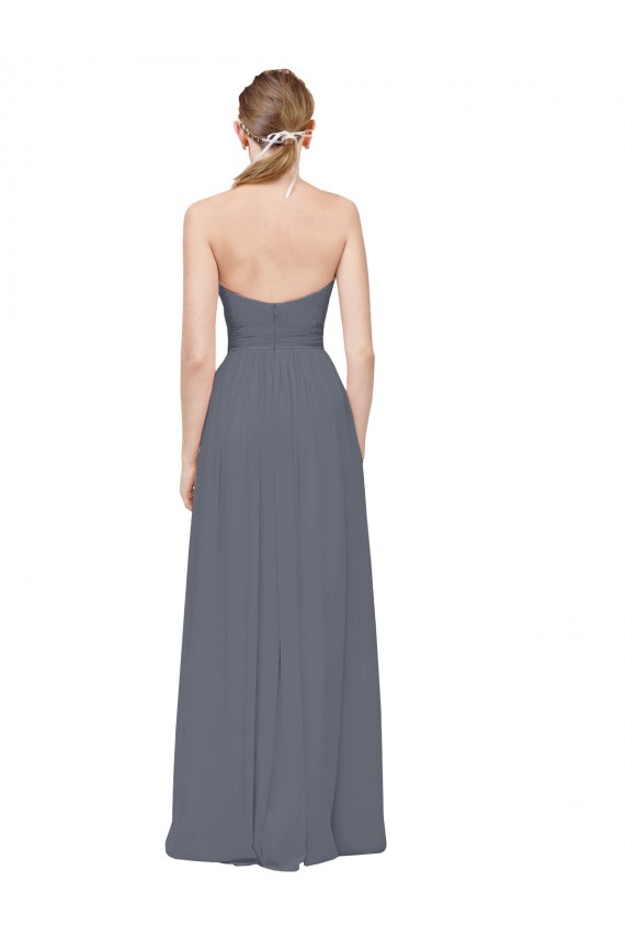 Sweetheart Long Soft Chiffon Slate Grey Sleeveless Bridesmaid Dress Victoria