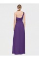 V-Neck Long Soft Chiffon Plum Purple Sleeveless High Low Bridesmaid Dress Victoria