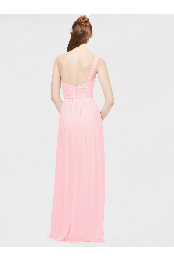 Sweetheart Long Soft Chiffon Pink Sleeveless Bridesmaid Dress Victoria