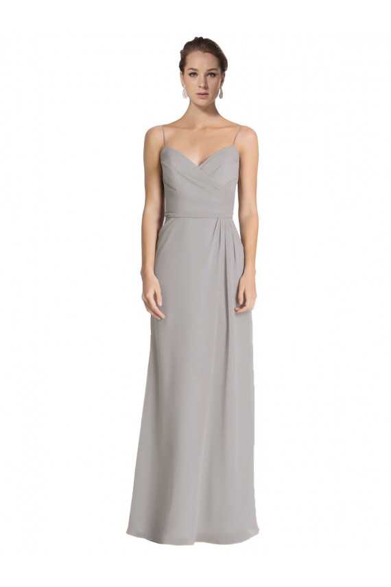 Sweetheart Long Soft Chiffon Silver Sheath Sleeveless Bridesmaid Dress Victoria