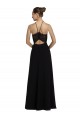 Halter Neck Long Soft Chiffon & Lace Black Sleeveless Bridesmaid Gown Victoria