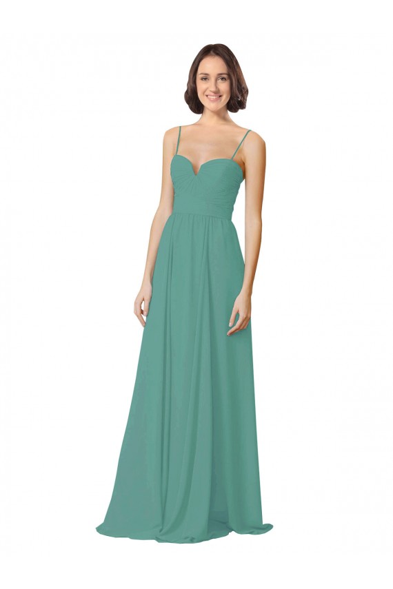 Sweetheart Long Soft Chiffon Icelandic Silver Sleeveless Bridesmaid Dress Victoria