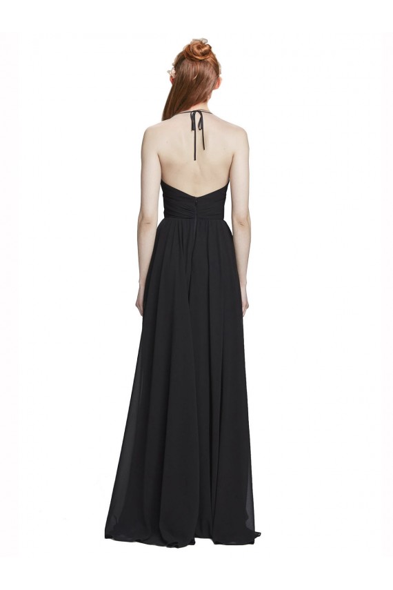 V-Neck Long Chiffon Dark Navy Sleeveless Formal Dress / Bridesmaid Dress Victoria