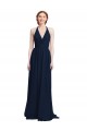 V-Neck Long Chiffon Dark Navy Sleeveless Formal Dress / Bridesmaid Dress Victoria