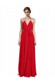 V-Neck Long Chiffon Red Sleeveless Bridesmaid Dress Victoria