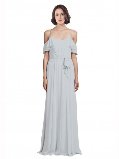 Spaghetti Straps Long Soft Chiffon Frost Sleeveless Formal Dress / Bridesmaid Dress Victoria