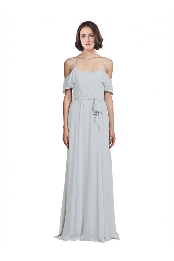 Spaghetti Straps Long Soft Chiffon Frost Sleeveless Formal Dress / Bridesmaid Dress Victoria