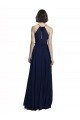 High Neck Long Chiffon Dark Navy Sleeveless Evening Gowns / Bridesmaid Dresses Victoria