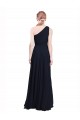 One Shoulder Long Chiffon Dark Navy Sleeveless Bridesmaid Dress / Evening Dress Victoria