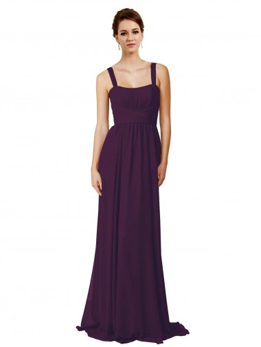 Spaghetti Straps Sweep Train Soft Chiffon Grape Sleeveless Bridesmaid Dress Victoria