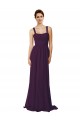Spaghetti Straps Sweep Train Soft Chiffon Grape Sleeveless Bridesmaid Dress Victoria