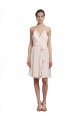 V-Neck Knee Length Soft Chiffon Cream Pink Sleeveless Bridesmaid Dress Victoria