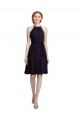High Neck Knee Length Soft Chiffon Grape Sleeveless Bridesmaid Dress Victoria