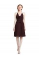 Halter Neck Knee Length Soft Chiffon Burgundy Gold Sleeveless Bridesmaid Dress Victoria