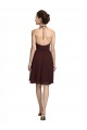 Halter Neck Knee Length Soft Chiffon Burgundy Gold Sleeveless Bridesmaid Dress Victoria