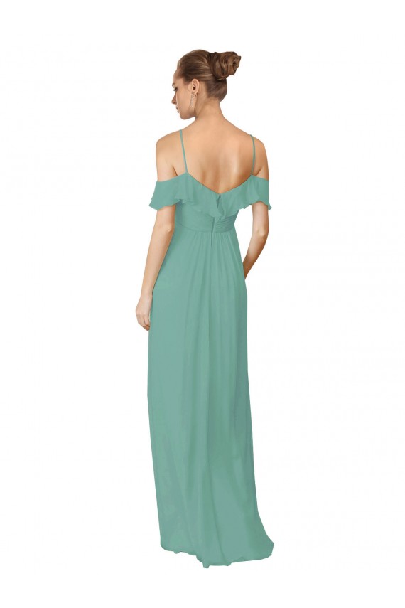 Spaghetti Straps Long Soft Chiffon Seaside Flutter Sleeves Bridesmaid Dress Victoria
