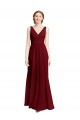 V-Neck Long Chiffon Burgundy Sleeveless Bridesmaid Dress / Evening Gowns Victoria