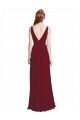V-Neck Long Chiffon Burgundy Sleeveless Bridesmaid Dress / Evening Gowns Victoria