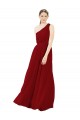 One Shoulder Long Chiffon Burgundy Sleeveless Bridal Party Dress / Evening Dress Victoria