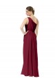 One Shoulder Long Chiffon Burgundy Sleeveless Bridal Party Dress / Evening Dress Victoria