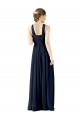 V-Neck Long Chiffon Dark Navy Sleeveless Bridesmaid Gowns Victoria