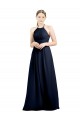 High Neck Long Soft Chiffon Dark Navy Sleeveless Evening Gowns / Bridesmaid Dress Victoria