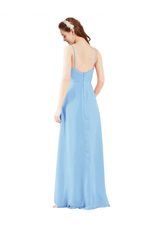 V-Neck Long Soft Chiffon Periwinkle Sleeveless Bridesmaid Dress Victoria