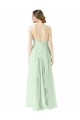 Halter Neck Long Soft Chiffon Sage Sleeveless Bridesmaid Dress Victoria