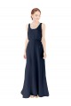 Scoop Neck Long Soft Chiffon Dark Navy Sleeveless Bridesmaid Dress Victoria