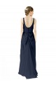 Scoop Neck Long Soft Chiffon Dark Navy Sleeveless Bridesmaid Dress Victoria