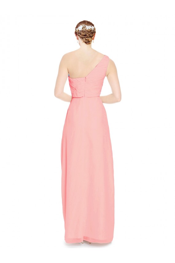 Sweetheart Long Soft Chiffon Salmon Sleeveless Bridal Party Dress Victoria