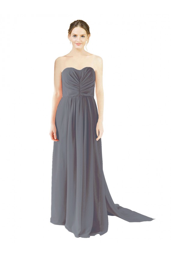 Sweetheart Long Chiffon Slate Grey Sleeveless Bridesmaid Dress / Evening Dress Victoria