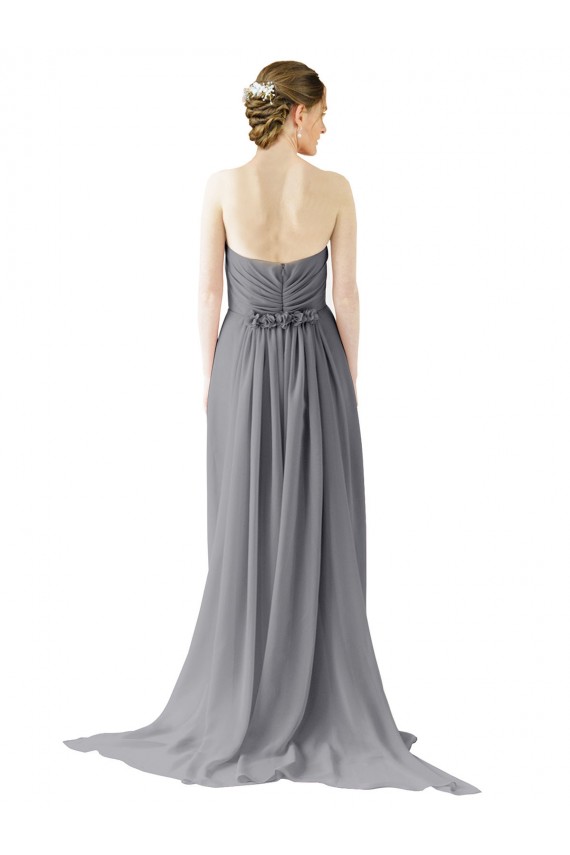 Sweetheart Long Chiffon Slate Grey Sleeveless Bridesmaid Dress / Evening Dress Victoria