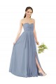 Sweetheart Long Soft Chiffon Dusty Blue Sleeveless Evening Gowns / Bridesmaid Dress Victoria